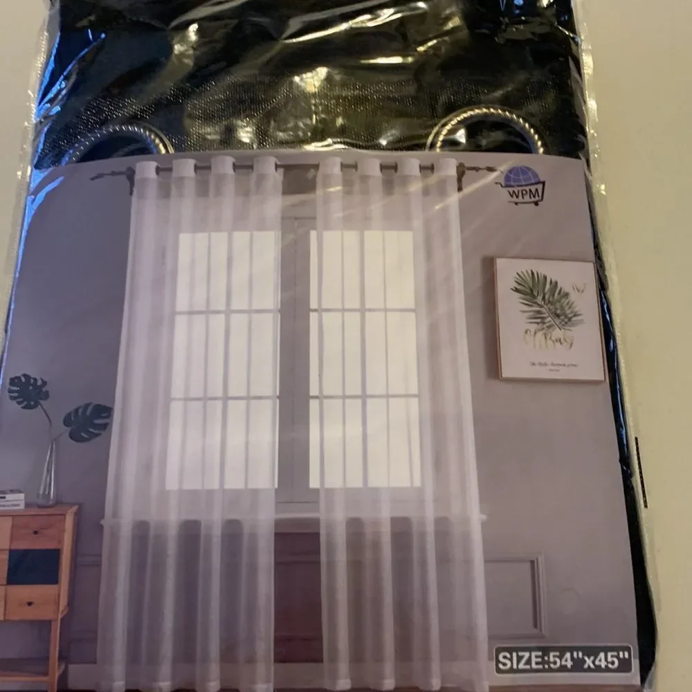 COPY - Black Sheer Window Curtain Panels Solid  Drapes Set of 2 (Black, 54W X 4…